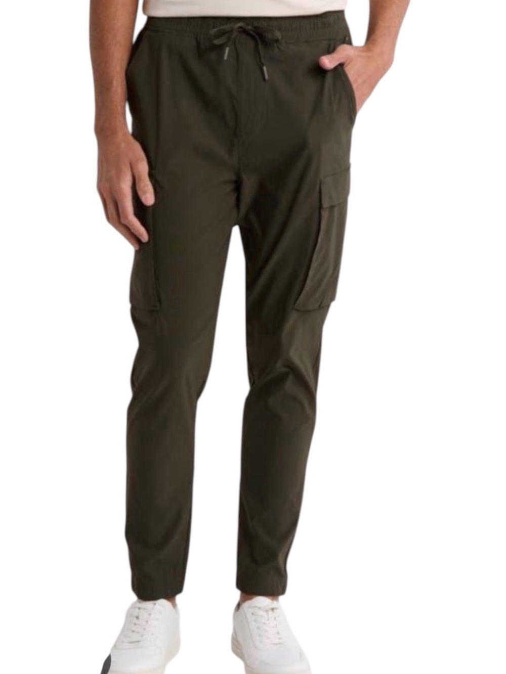Kenneth Cole Active Tech Cargo Joggers Men's Small Gray/ Brown Stretch Nylon EUC